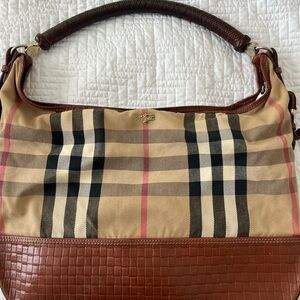 Burberry Checkered Tan and Brown Shoulder Bag